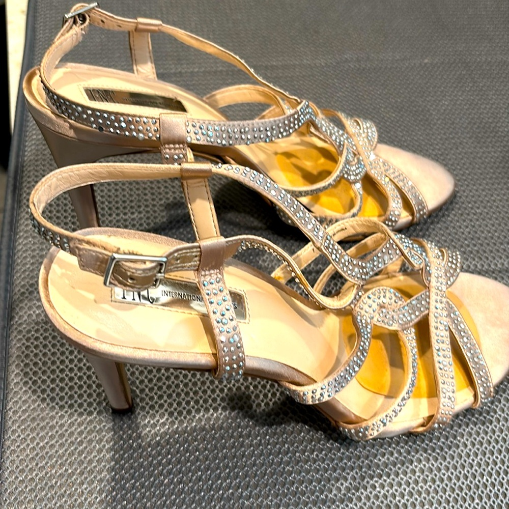 INC (International Concepts) gold glitzy dress sandals